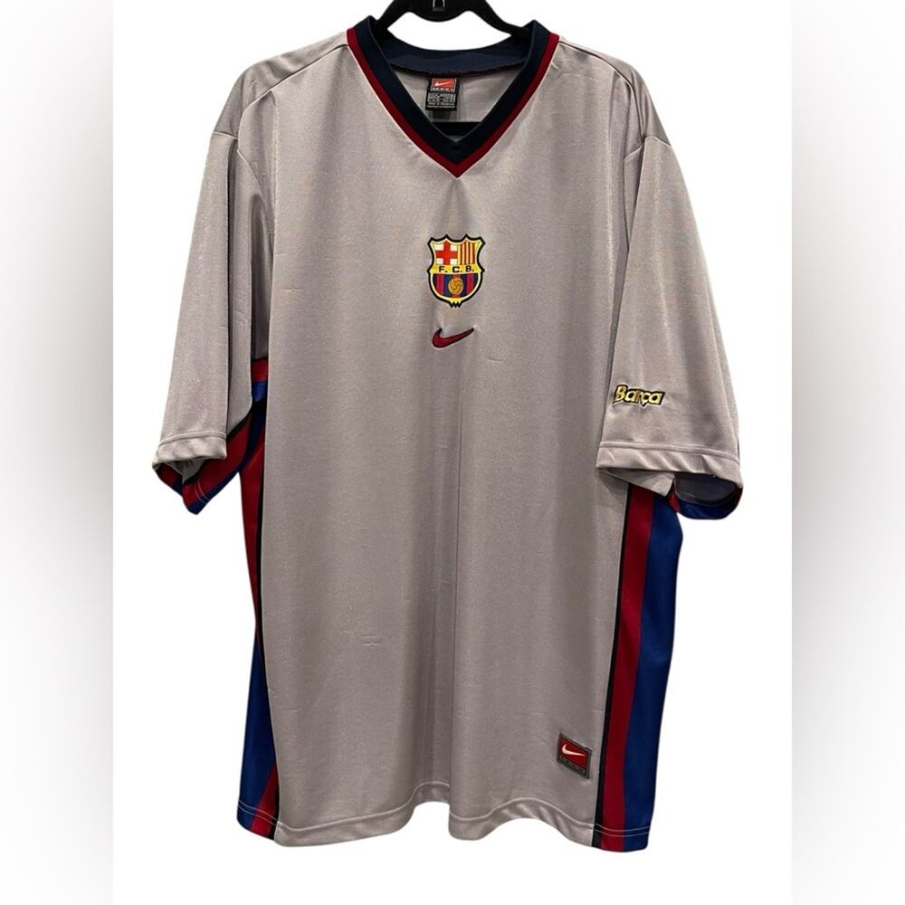 VINTAGE FC BARCELONA 1999-2000 CENTENARY XL MENS AWAY FOOTBALL SHIRT NIKE